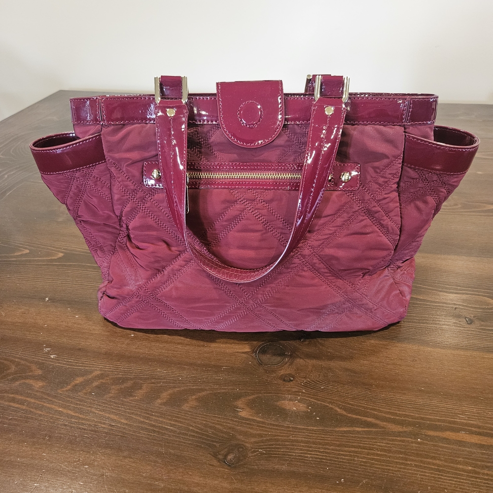Talbots Deep Red Quilted Tote Bag